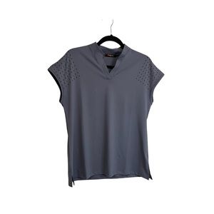 Felisou Womens V Neck Golf Shirt Short Sleeve Sport Shirt Gray Workout Top Sz M